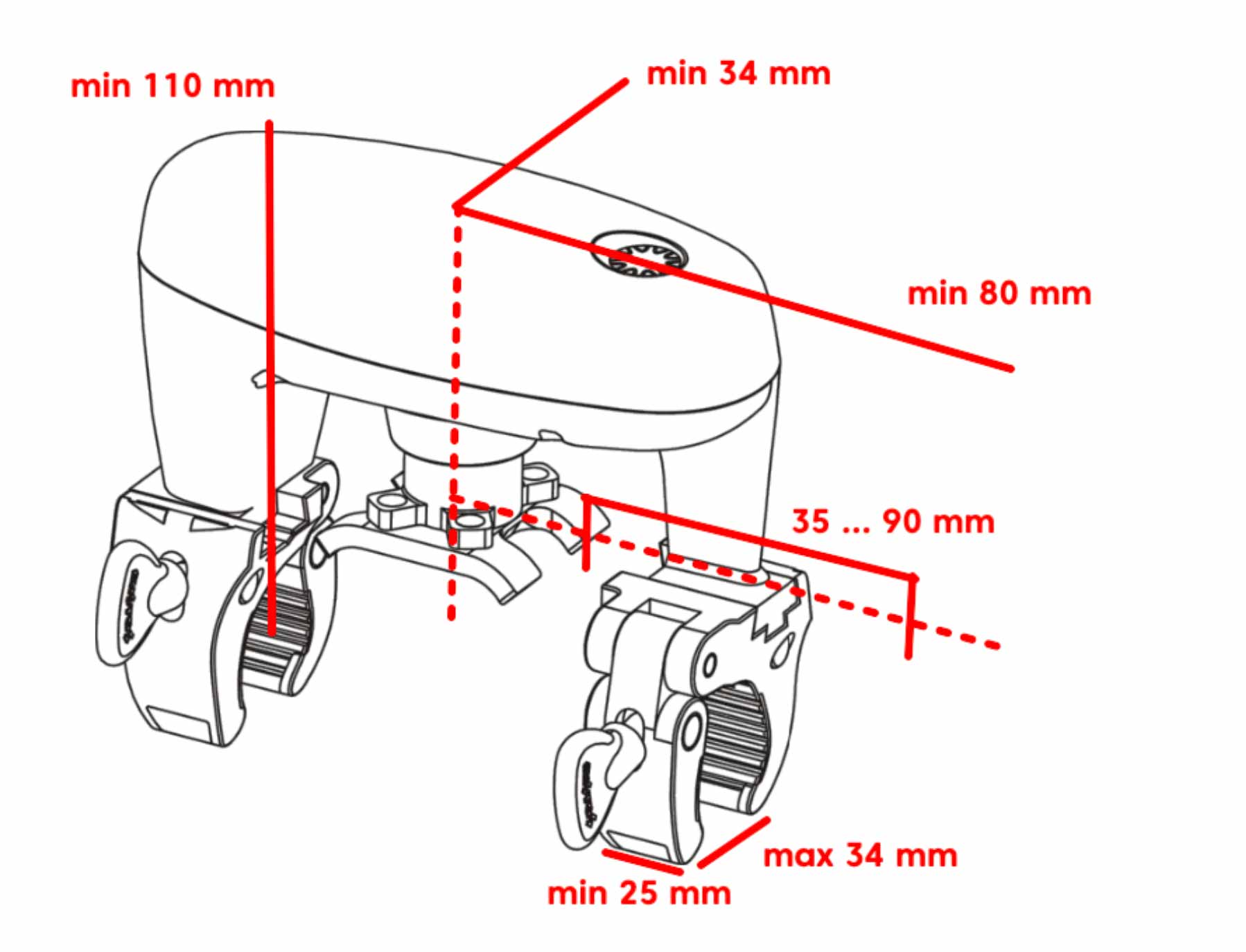 Abmessungen für den Wassermelder bei Kugelventilen