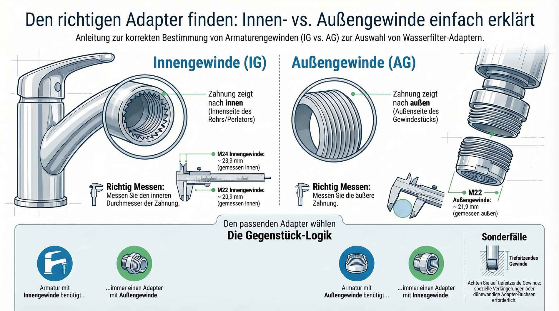Innen und Außengewinde erkennen