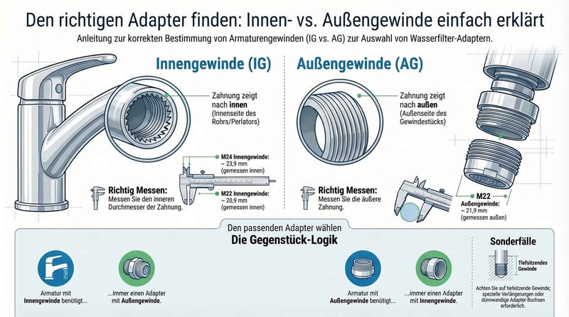 Innen und Außengewinde erkennen