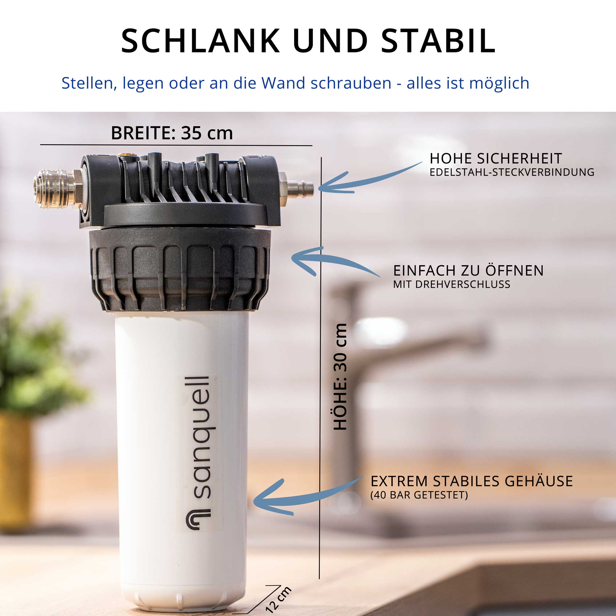 Maße des Untertisch-Kalkfilters: 35 cm breit, 30 cm hoch