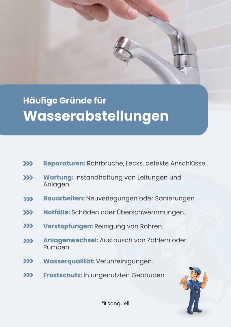 Wasser abstellen Gründe
