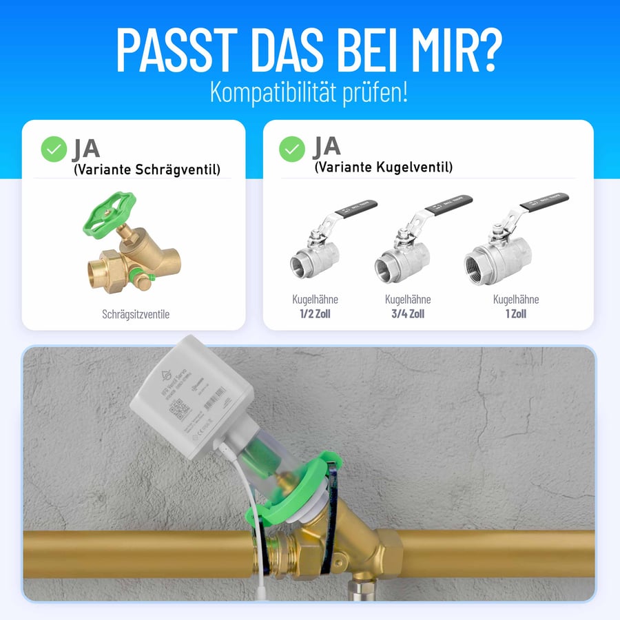 Wasserwächter passt auf Schrägsitzventil (KFR) und Kugelventil