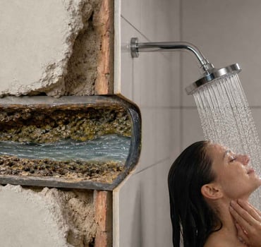 Dreckiges Rohr mit Biofilm, Legionellen