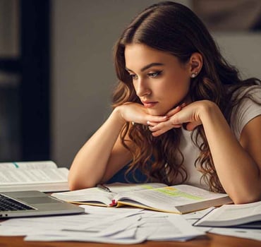 Eine Studentin am Schreibtisch