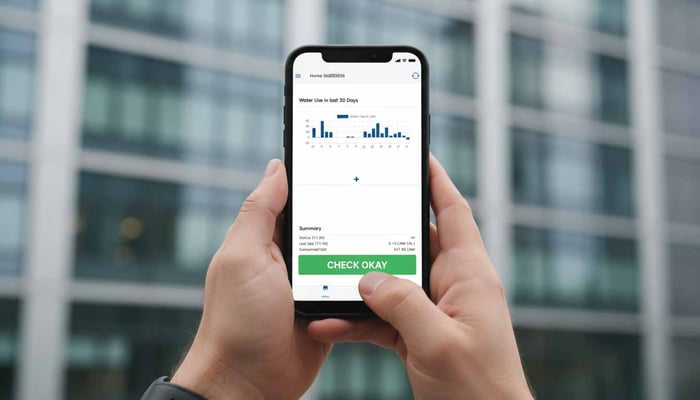 App-Ansicht des Wasserwächters mit Verbrauchsübersicht