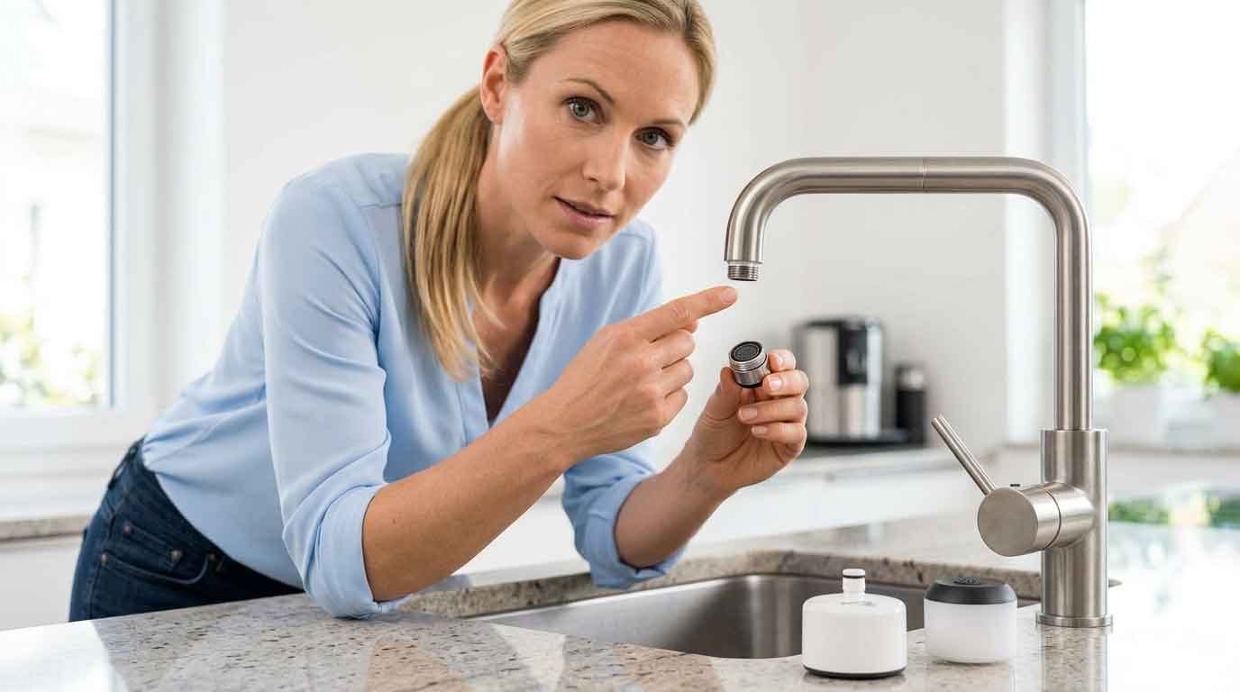 Gewindemaß herausfinden beim Wasserhahn für die Legionellenfilter