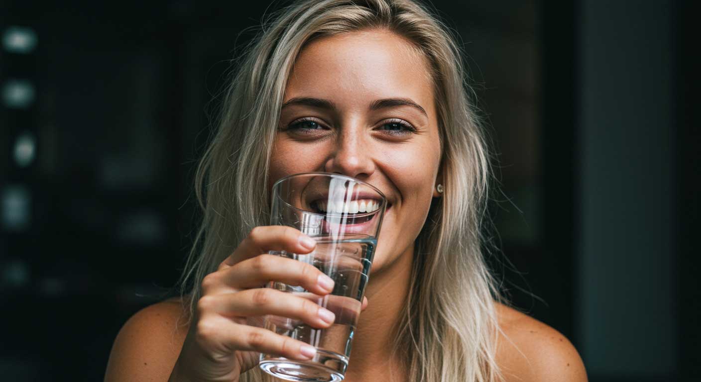 Eine Frau trinkt Wasser