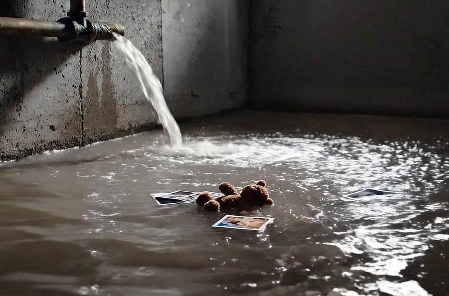 Wasser strömt aus einer Wand in einen Keller