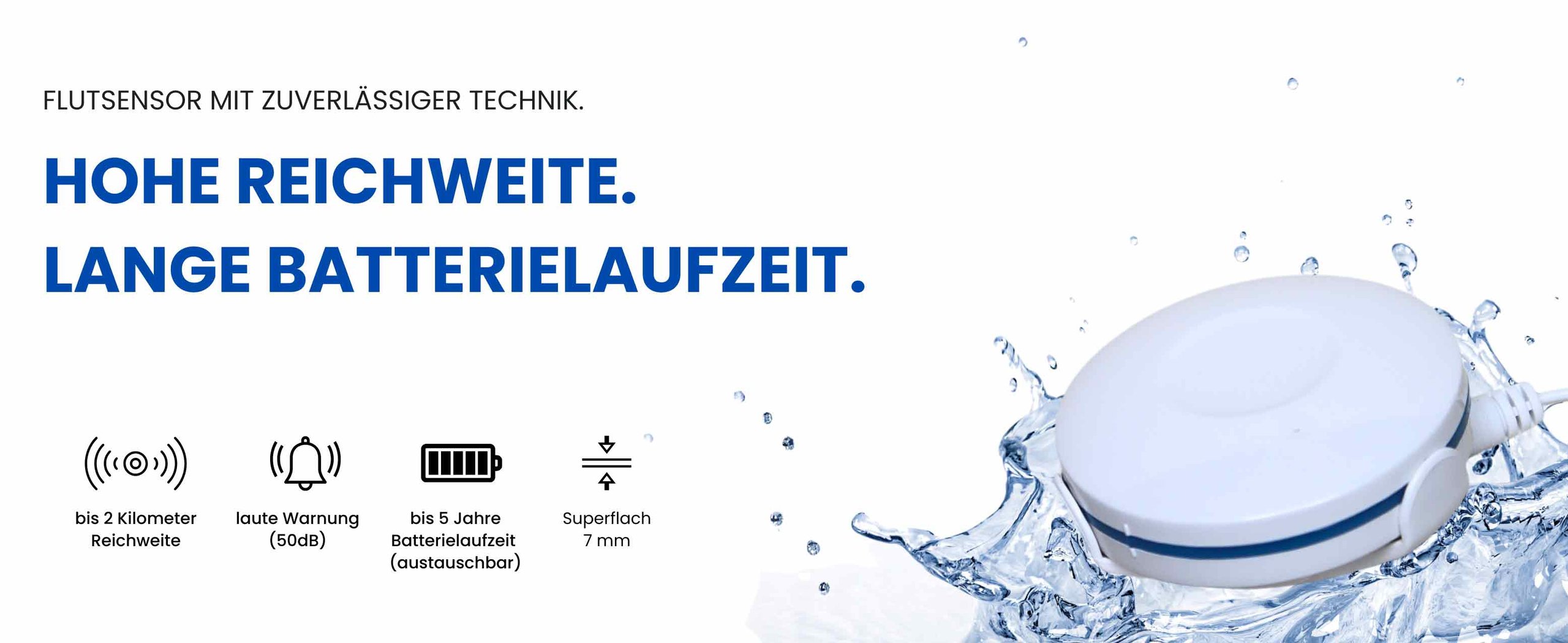 Flutsensor und Wassermelder mit Abschaltung der Wasserleitung