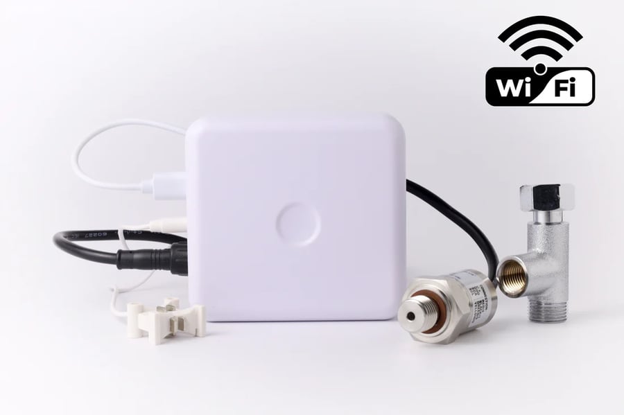 Steuergerät mit KI-Akustiksensor für das Eckventil