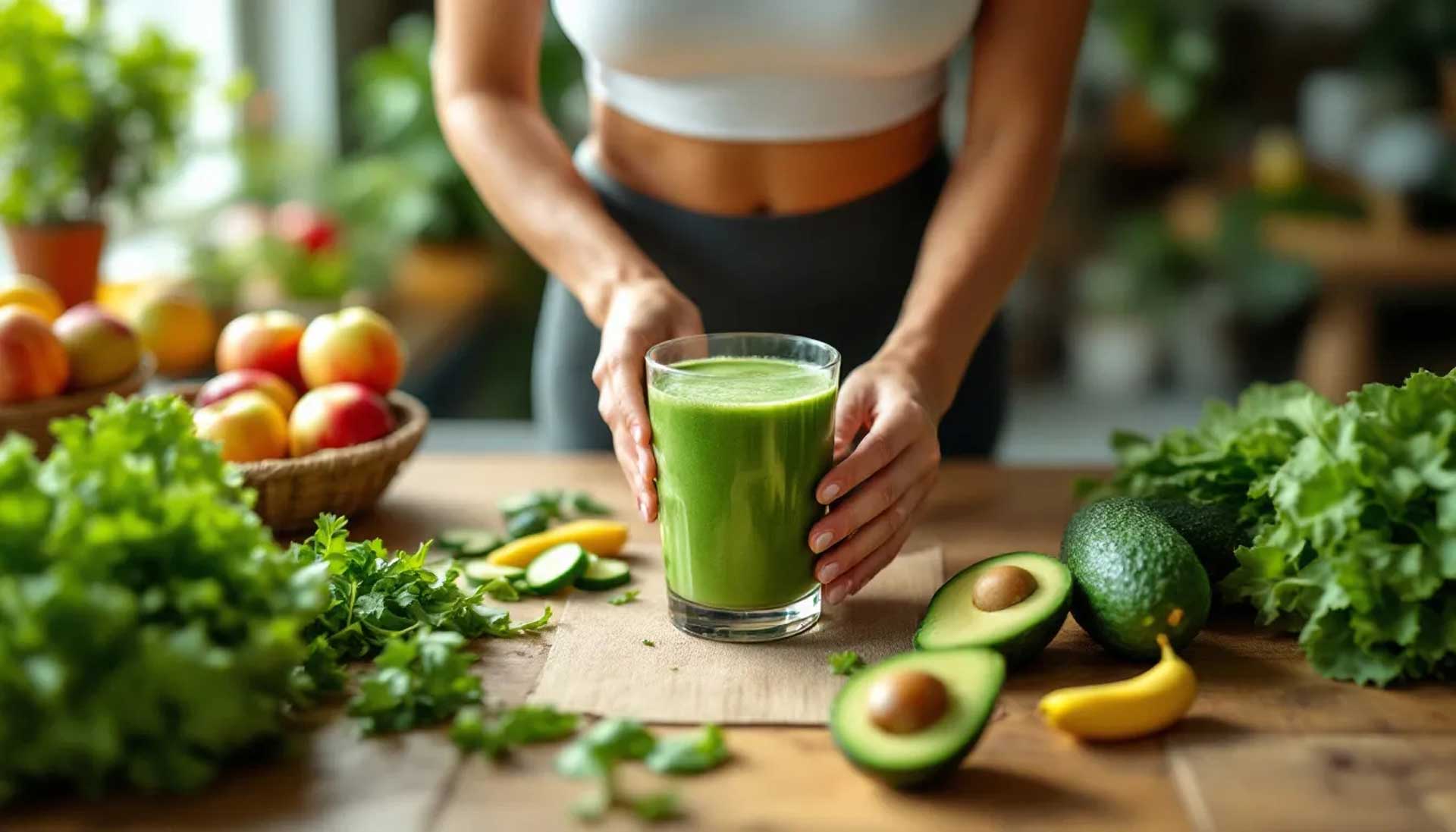 Frau bereitet Detox Drink vor
