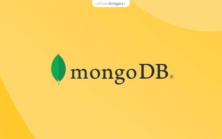 mongodb logo on the yellow background
