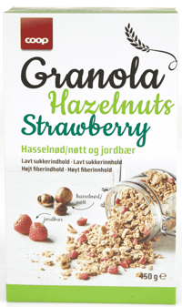 Coop Granola Jordbær/Hasselnøtter 450g