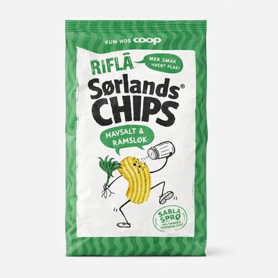Rifla Sørlands Chips Havsalt & Ramsløk