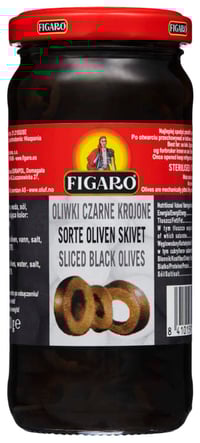 Oliven Sort skivet 240g Figaro