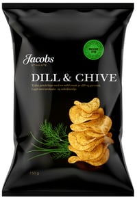 Potetchips Tykke Dill&Gressløk 150g Jacobs