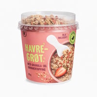 Havregrøt med 23 % granola med frysetørkede jordbær