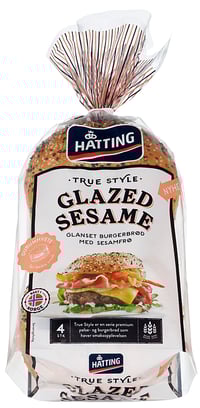 True Style Glazed Sesame Hamburgerbrød 80gx4stk