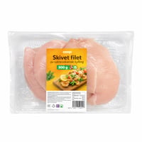 Skivet filet av saktevoksende kylling