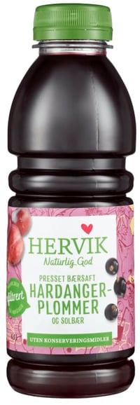 Plomme&Solbærsaft 0,5l Hervik