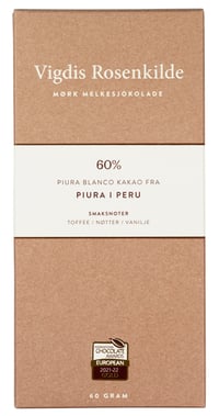 60% Piura Mørk Melkesjokolade Vigdis Rosenkilde