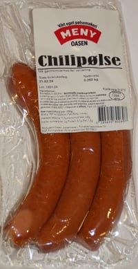Chilipølse Ca1kg Meny Oasen Pølsemakeri