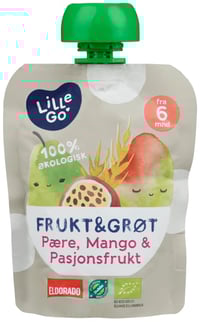 Frukt&Grøt Pære/Mango Økol 6mnd 90g Lillego