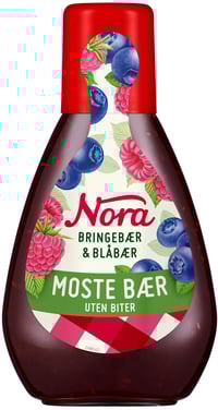 Squeezy Bringebær&Blåbær 420g Nora