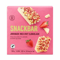 Snackbar jordbær med hvit sjokolade