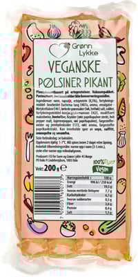 Vegan Pølsiner Pikant 200g Grønn Lykke