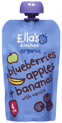 Ella's Kitchen Blåbær/Eple/Banan/Vanilje 4md 120g