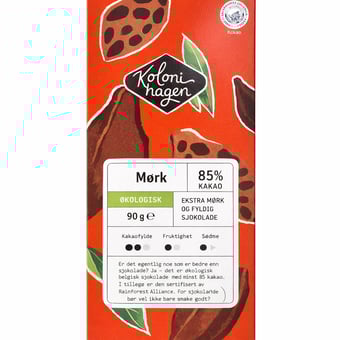 Økologisk mørk sjokolade minst 85 % kakao