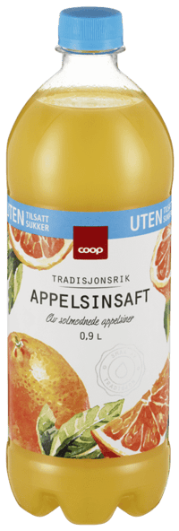 Coop Appelsinsaft Uten Sukker 0,9l