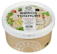 Øko Røros Yoghurt Jordbær og Rabarbra 2kg Spann