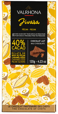 Melkesjokolade 40% med Pekannøtter" 120g Valrhona
