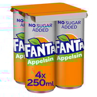 Fanta Appelsin u/Sukker 0,25lx4 boks