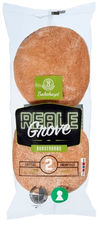 Burgerbrød Grove 2stk 160g Reale