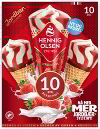 Krone-Is Jordbær 10stk Hennig-Olsen