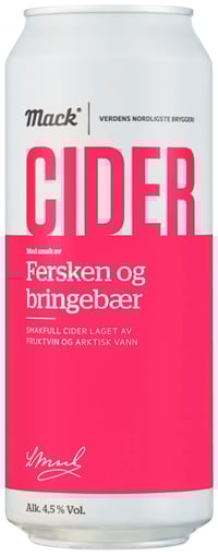 Mack Cider Fersken&Bringebær 0,5l boks