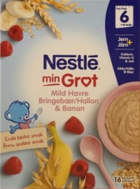 Min Grøt Havre Banan&Bringebær 6mnd 480g Nestle