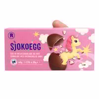 Egg av 50 % melkesjokolade og 50 % hvit sjokolade