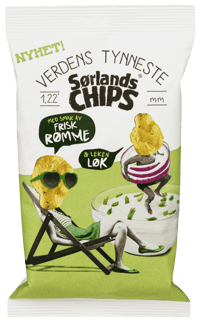 Sørlandschips Verdens Tynneste Rømme & Løk 100g