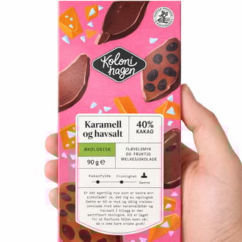 Økologisk melkesjokolade med karamell og havsalt