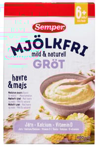 Grøt Melkefri Naturell 6mnd 400g Semper
