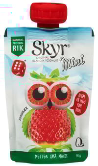 Skyr Mini Jordbær 90g pose Q