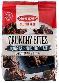 Semper Crunchy Bites Liquorice & Milk Choc 125 g