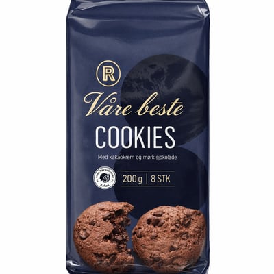 Våre beste cookies med 28 % kakaofyll og mørk sjokolade
