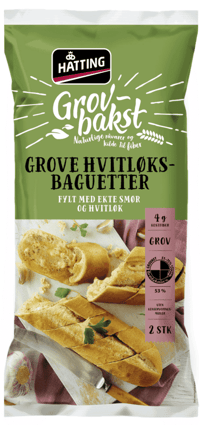 Hatting Hvitløksbaguett Fullkorn 2pk 350g