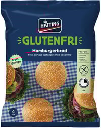 Hamburgerbrød glutenfri 4stk 320g Hatting