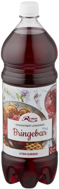 Roma Bringebær uten Sukker 6x1,5l